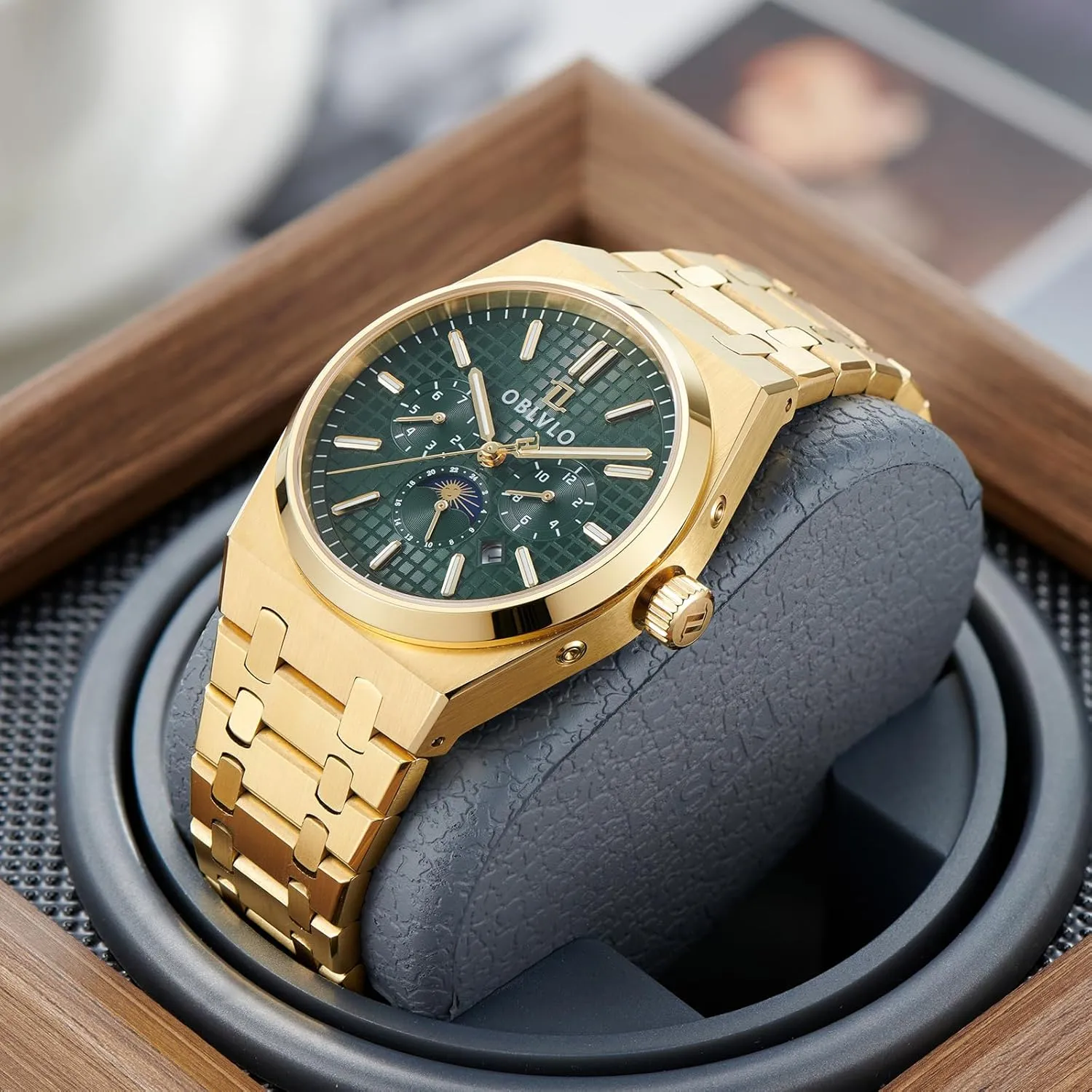 3 Sub-dial Mechanical Watches Complete Calendar Automatic Waterproof Watch TM-MUT Watches for Men Luxury 316L Stainless unadorned Steel 
