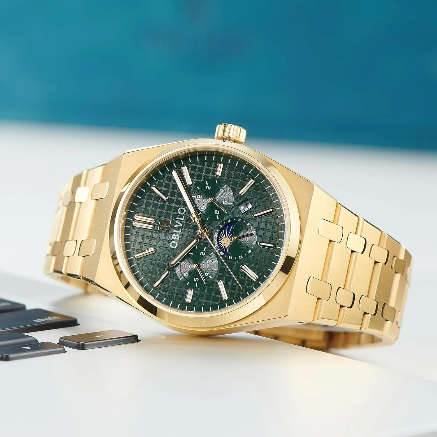 3 Sub-dial Mechanical Watches Complete Calendar Automatic Waterproof Watch TM-MUT Watches for Men Luxury 316L Stainless unadorned Steel 
