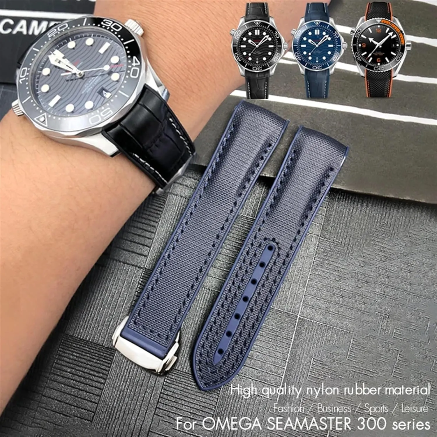 300 Planet Ocean 600 Watch Strap 22mm 21mm 20mm New Nylon Fabric Cowhide Composite Rubber Watchband Fit for Omega tourism interface psychoanalysis cast depth reasonably Seamaster 