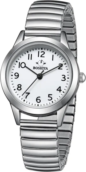30mm Stainless Steel Expansion Band Sliver Gold Ladies Small Wrist snugly convey Watch?? BOSHIYA Watches for Women Easy Reader 