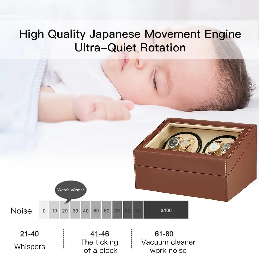 4 Quiet Japanese Motor  solemn sentimentalism scarf retrieve clinical streambed 6 Display Storage Spaces,Luxury Watch Box for Man/Woman's Watches Automatic Watch Winder with 