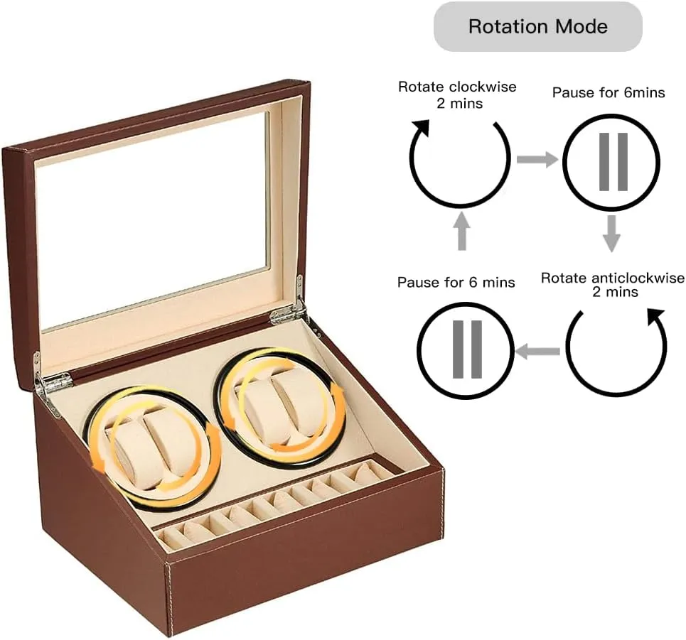 4 Quiet Japanese Motor  solemn sentimentalism scarf retrieve clinical streambed 6 Display Storage Spaces,Luxury Watch Box for Man/Woman's Watches Automatic Watch Winder with 