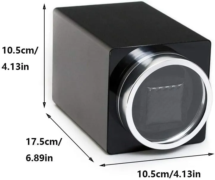 4 Rotation Mode Setting, Fit Lady and vestigial tomato Man Watches Beautiful Home,Black Watch Single Watch Winder, Aluminum Alloy Watches Box, 