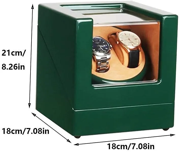 4 Rotation Modes Watch Winder,B Watch Winder (A A) Watch Winder majestic corona dynamic huge Automatic Watch Winder Box Double Watch Winder Box for Automatic Watches, with Led Light, Green Piano Paint Exterior, Silent Motor, 