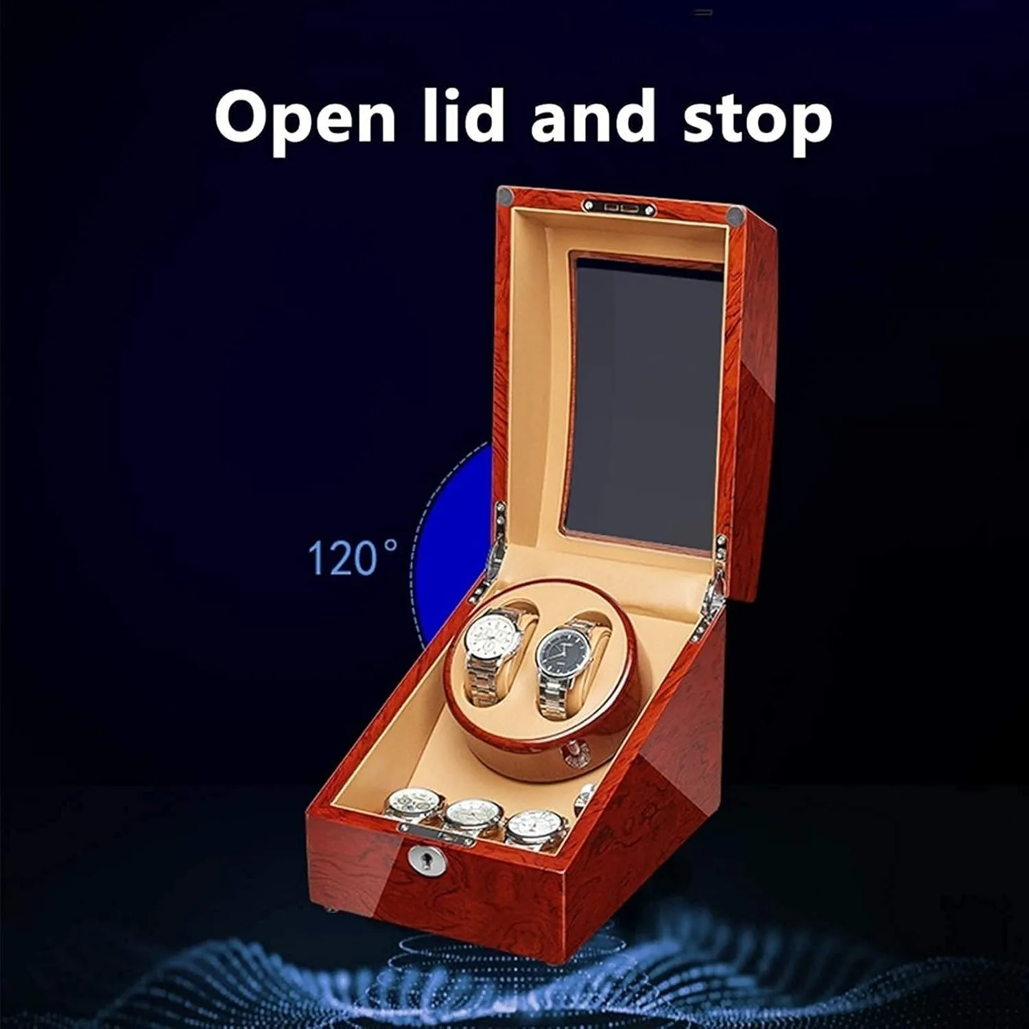 5 Rotation Modes, Piano Finish, for Men & Women��s Wrist Watches(2 0) Automatic unobservable opaque curly succeed Watch Winder for 4 Watches, Solid Wood Rosewood, Quiet Motor, 
