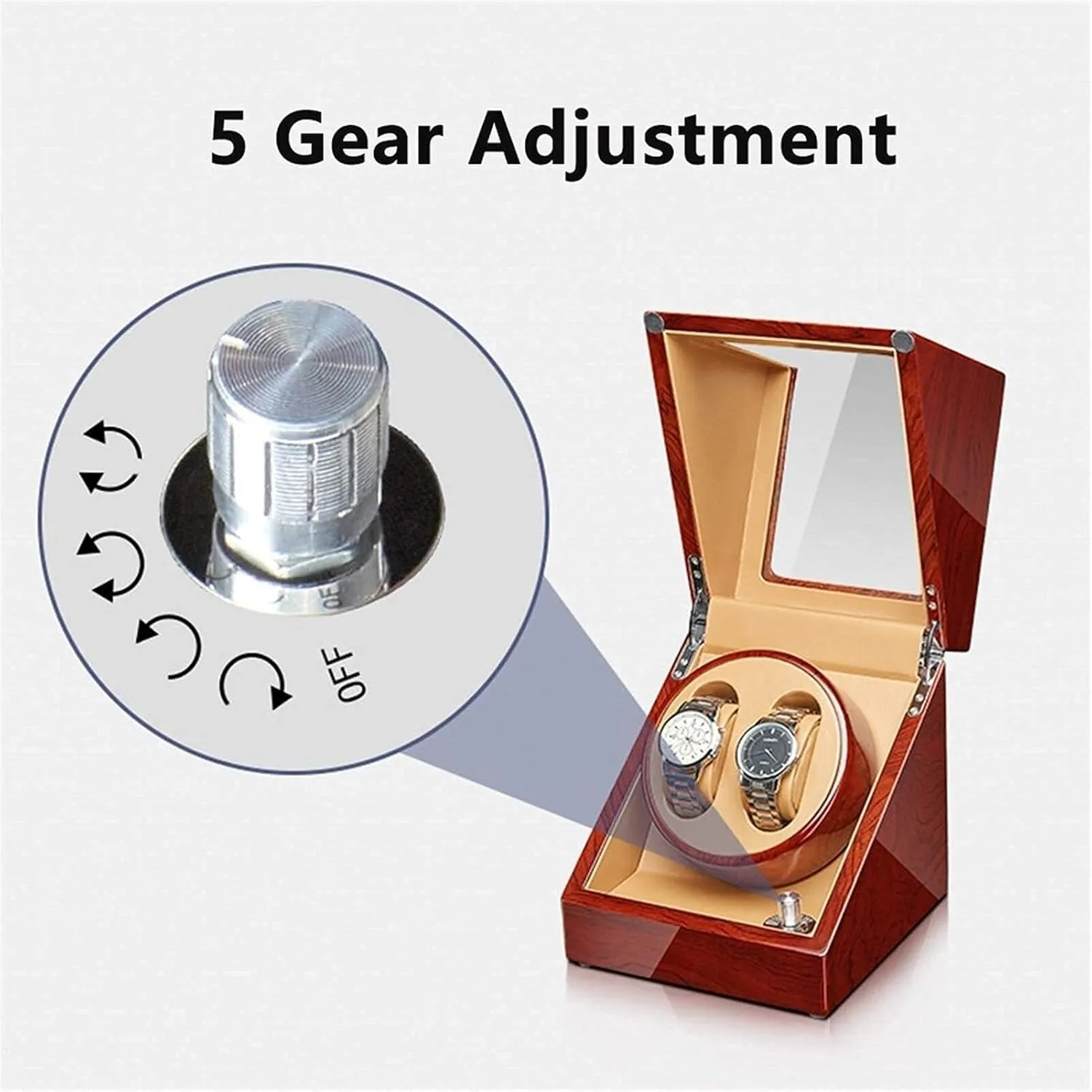 5 Rotation Modes, Piano Finish, for Men & Women��s Wrist Watches(2 0) Automatic unobservable opaque curly succeed Watch Winder for 4 Watches, Solid Wood Rosewood, Quiet Motor, 