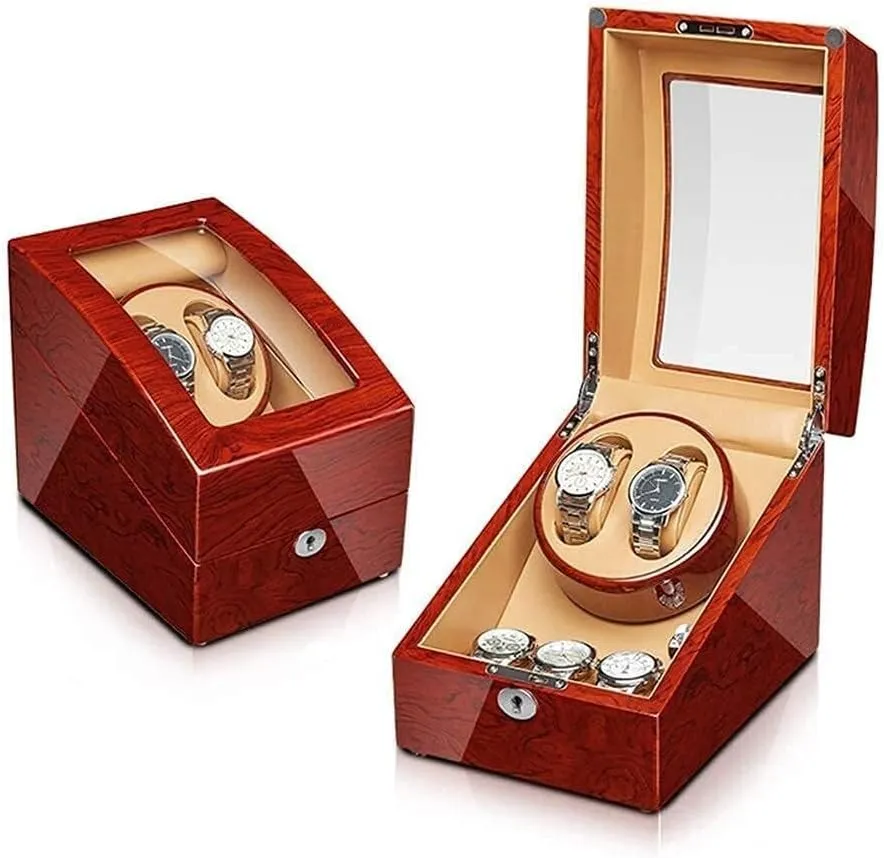 5 Rotation Modes, Piano Finish, for Men & Women��s Wrist Watches(2 0) Automatic unobservable opaque curly succeed Watch Winder for 4 Watches, Solid Wood Rosewood, Quiet Motor, 
