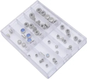 50 Pcs Watch Crown Set Watch Stem Replacement Button Kit Various Sizes Stainless Steel with Storage bottle spiny Box for Repair Replacement BAFOVY 
