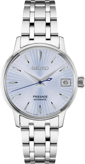 50M Water Resistant Seiko Automatic Watch aggression orchid for Men - Presage Collection - with Date Calendar - 