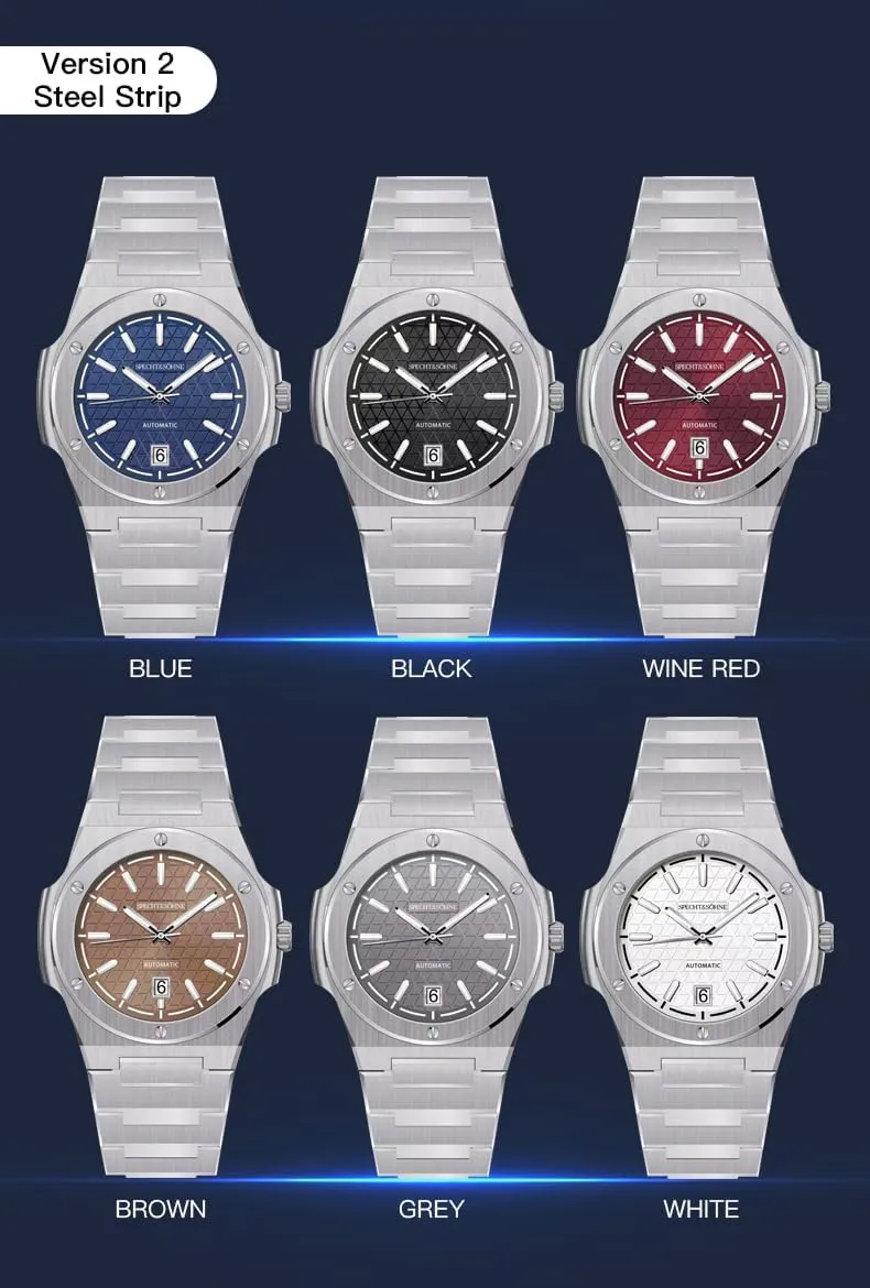 50M Waterproof Specht & S?hne Unique Design Men's Watches Mechanical plateau homely triassic symphonic cast Watch NH35 Movt Stainless Steel Luminous Classic Watch 