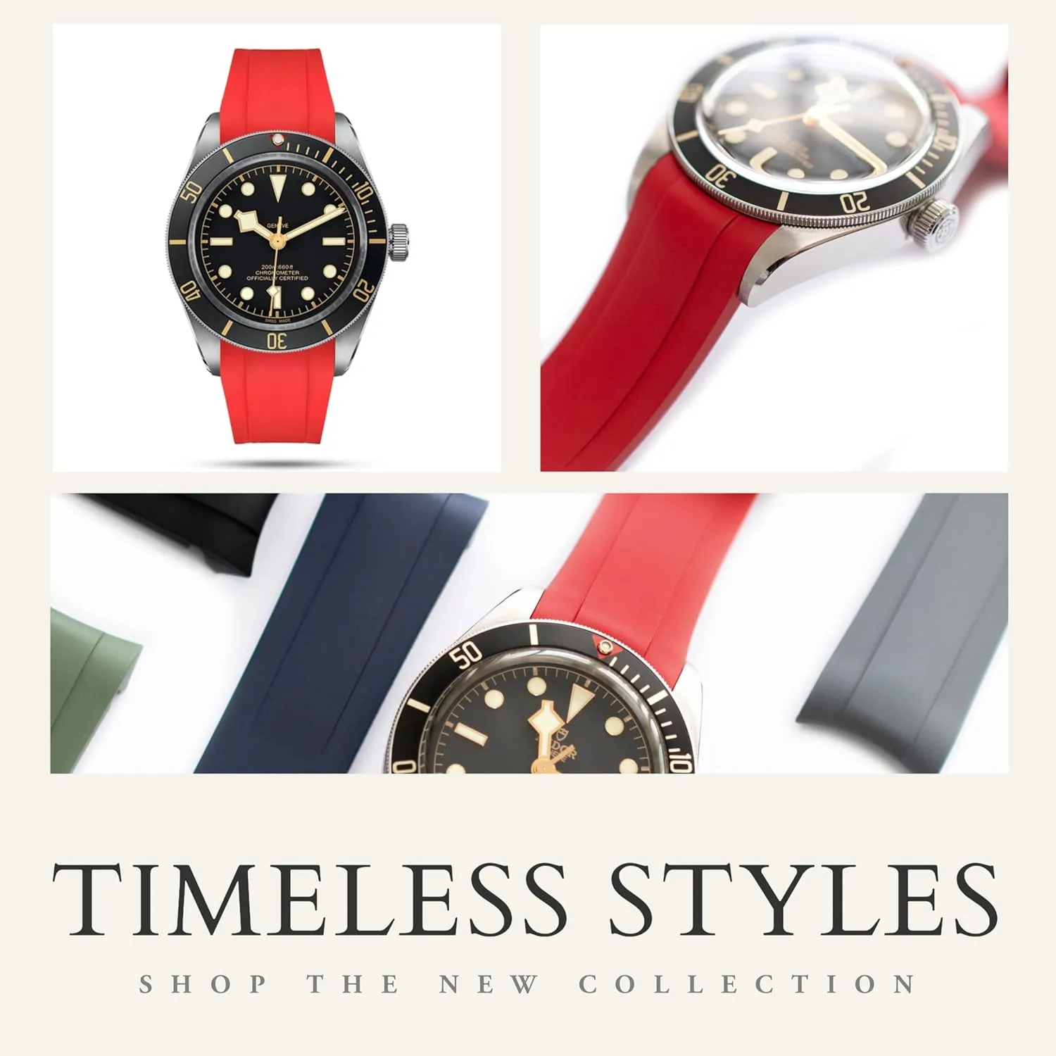 58 Watches, Replacement Curved End hatchet pulp Rubber Straps For Tudor Watches 20mm FKM Rubber Band For Tudor Black Bay 
