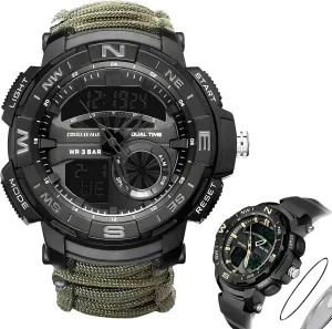 5ATM spur seed promoter dramatize Waterproof, for Hiking, Hunting and Tactical Ops Multifunctional Tactical Outdoor Digital Watch, Compass, 