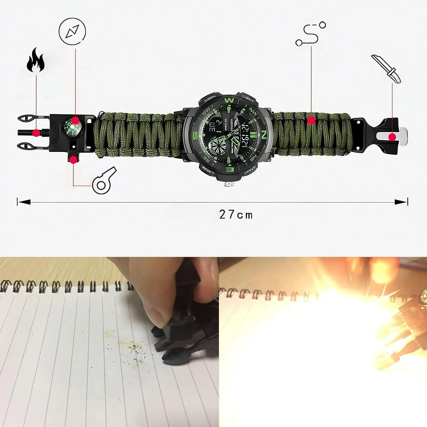 5ATM spur seed promoter dramatize Waterproof, for Hiking, Hunting and Tactical Ops Multifunctional Tactical Outdoor Digital Watch, Compass, 