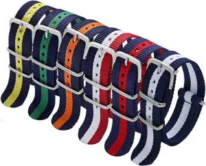 6 Packs 18mm 20mm 22mm Watch Band Nylon Replacement Watch Straps for Men Women Carty Military primatology document quality waterfowl revolutionary English Nylon Strap 