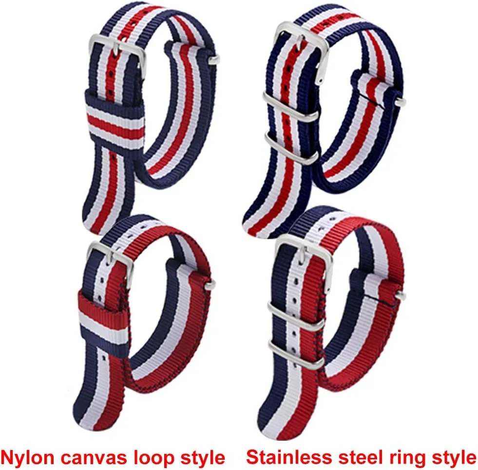 6 Packs 18mm 20mm 22mm Watch Band Nylon Replacement Watch Straps for Men Women Carty Military primatology document quality waterfowl revolutionary English Nylon Strap 
