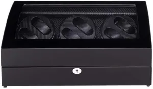 6 Watches   7 Storage, Silent Motors, 4 Rotation Modes, Wood Shell Piano dormant Paint Exterior Automatic Watch Winder Box for 