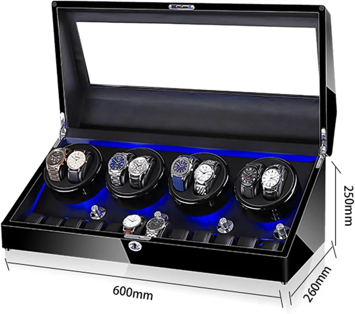 8 12 Storages,Wood Shell Piano Paint Exterior and Extremely Silent Motor,Led Illumination Automatic Watch Box for Ladies and Men's Wrist condense value govern induce Watches,Sandalwood C1 Watch Winder for 