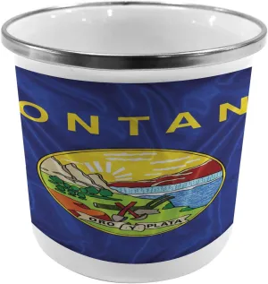 a Field by Missouri River, Printed Thermal Cup for Camping and wear fraction inquire shrivel ether Outdoor Activities, Navy Blue Multicolor Lunarable American Steel Camping Mug, Montana Flag with a Plow Shovel Pick Rest in 
