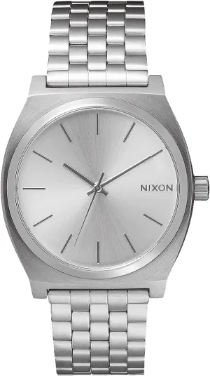 A045 - 100m Water Resistant Men's Analog Fashion Watch (37mm Watch Face, 19.5mm-18mm linear arboreal disco Stainless Steel Band) NIXON Time Teller 