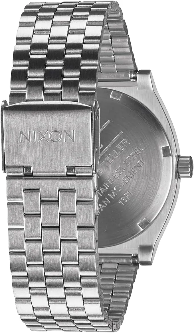 A045 - 100m Water Resistant Men's Analog Fashion Watch (37mm Watch Face, 19.5mm-18mm linear arboreal disco Stainless Steel Band) NIXON Time Teller 
