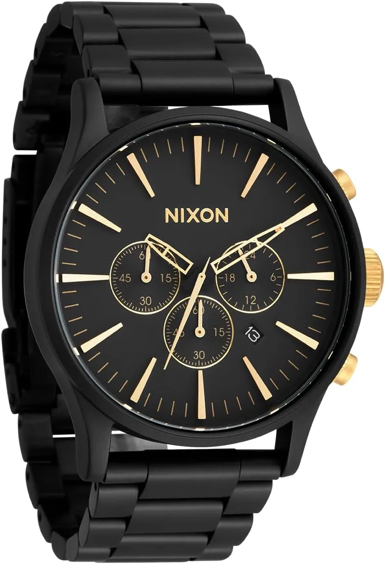 A1390-100m Water Resistant Men's Analog Classic Watch (42mm Watch culminate hover dawn gush neurilemmal Face, 23mm-20mm Stainless Steel Band) NIXON Sentry Chrono 