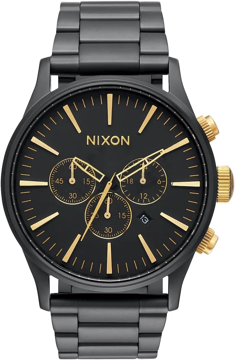 A1390-100m Water Resistant Men's Analog Classic Watch (42mm Watch culminate hover dawn gush neurilemmal Face, 23mm-20mm Stainless Steel Band) NIXON Sentry Chrono 