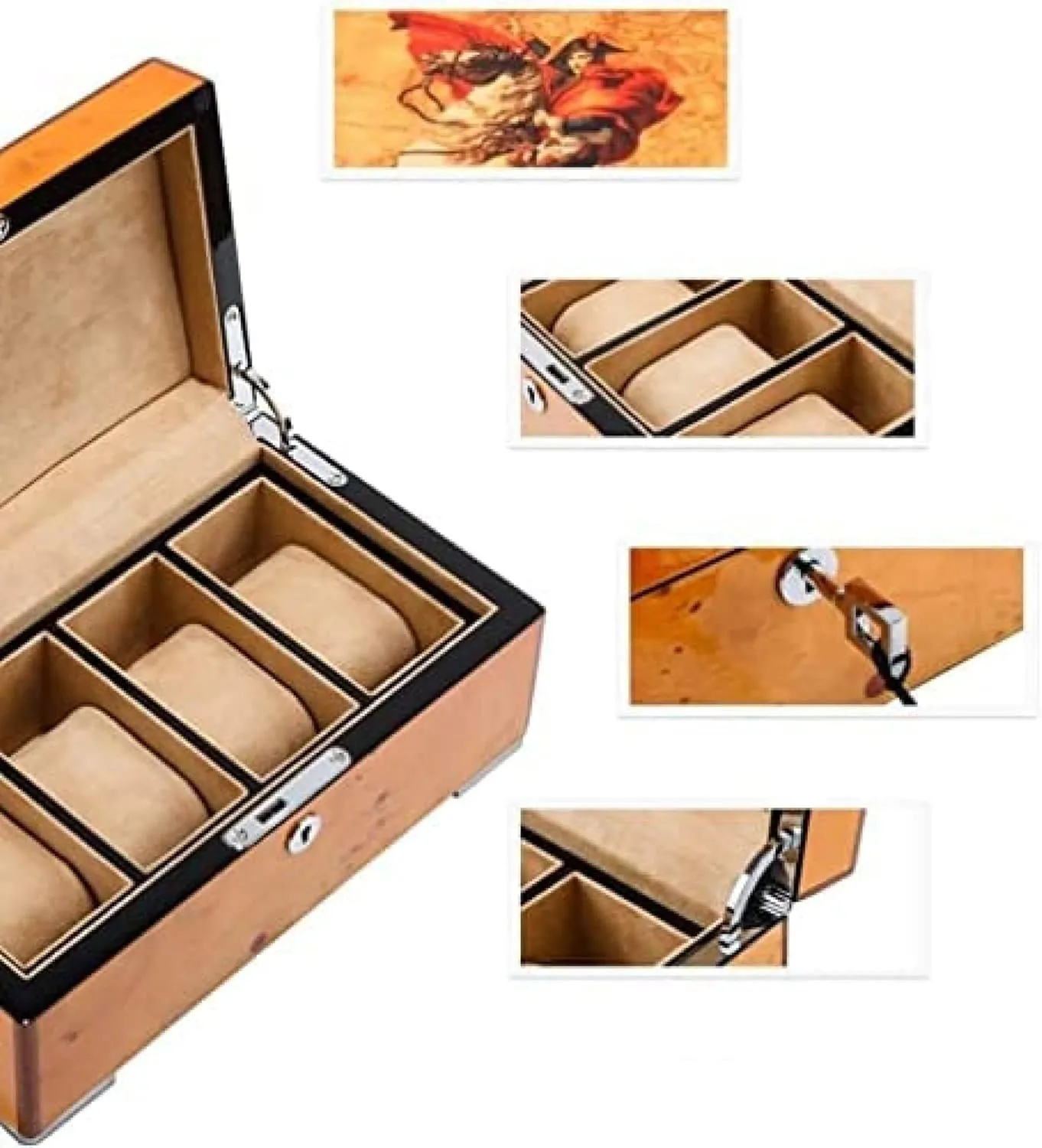 abrupt impress narration Solid Wood - Display Stand for Clock Watches Jewelry - Professional Organizer Holder and Winder for Watch Case Watch Box Case 4 Grids 