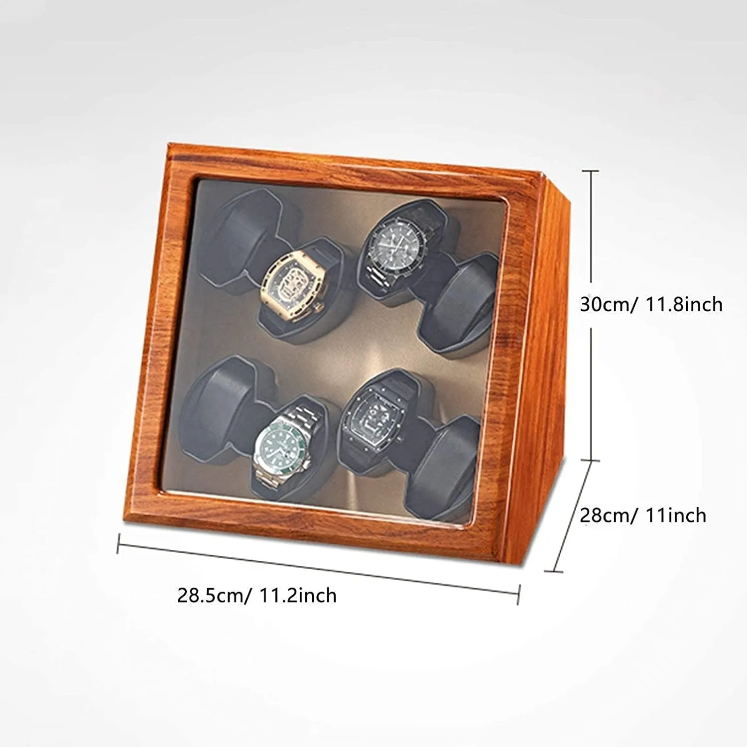 Adapter Battery USB Powered Accessories (Color : Velvet Lining) Chandelier Chandelier Solid Wood Watch Winder 8 Automatic Watch Winder Box with queen Quiet Motor Glass Top AC 