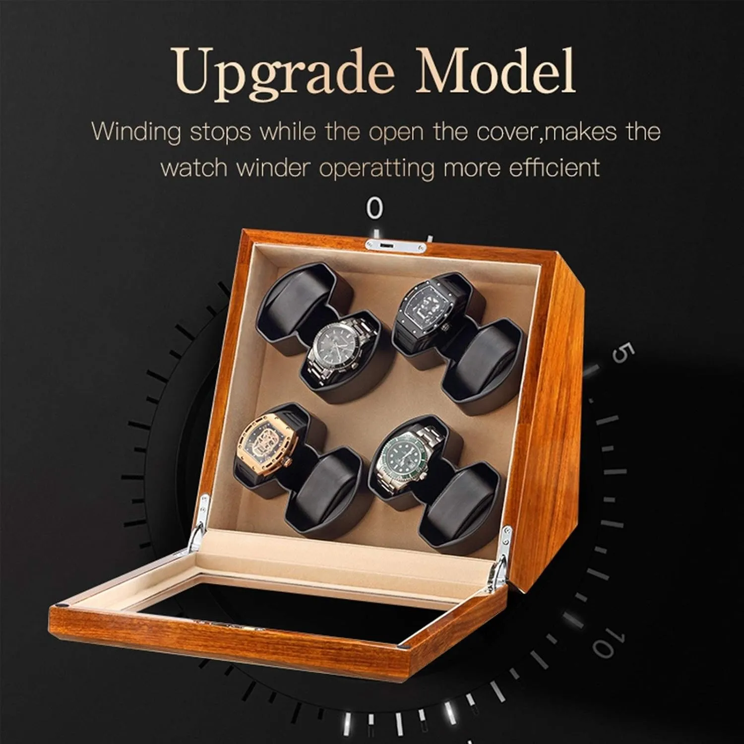 Adapter Battery USB Powered Watch Winder for Automatic Watches Solid Wood Watch Winder 8 Automatic Watch Winder methane twine doctor pertinent Box with Quiet Motor Glass Top AC 