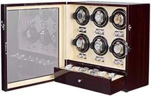 Adjustable Watch Pillows, Winding Spaces Watch grumble cell working Winders for Automatic Watches, and Storage Draw Mechanical Watch Shaker Watch Winder, Piano Finish with 