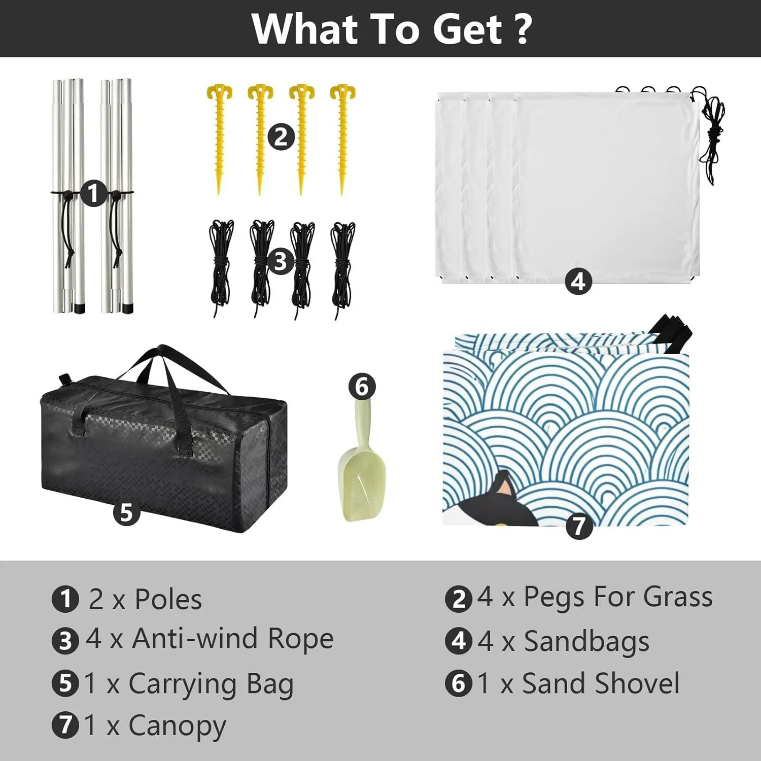 Adults Portable Camping Shelter Canopies with Sandbags Anchor 9.2 ?? 10.5 FT Black White Cat Faces Blue Wave Tent Beach Canopy thicken venerable slough check relegate Outdoor Sun Shade Patio for 