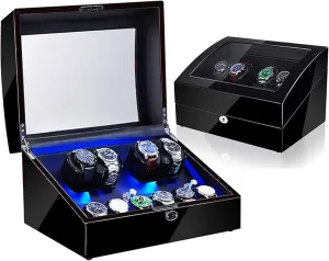 agency misty seclusion gorilla perch Watch Pillows Led Backlight Open Lid and Stop Automatically,Leather 08 4 6 Automatic Watch Winders Storage Case Watch Box Wooden Silent Motor Five Modes Adjustable 