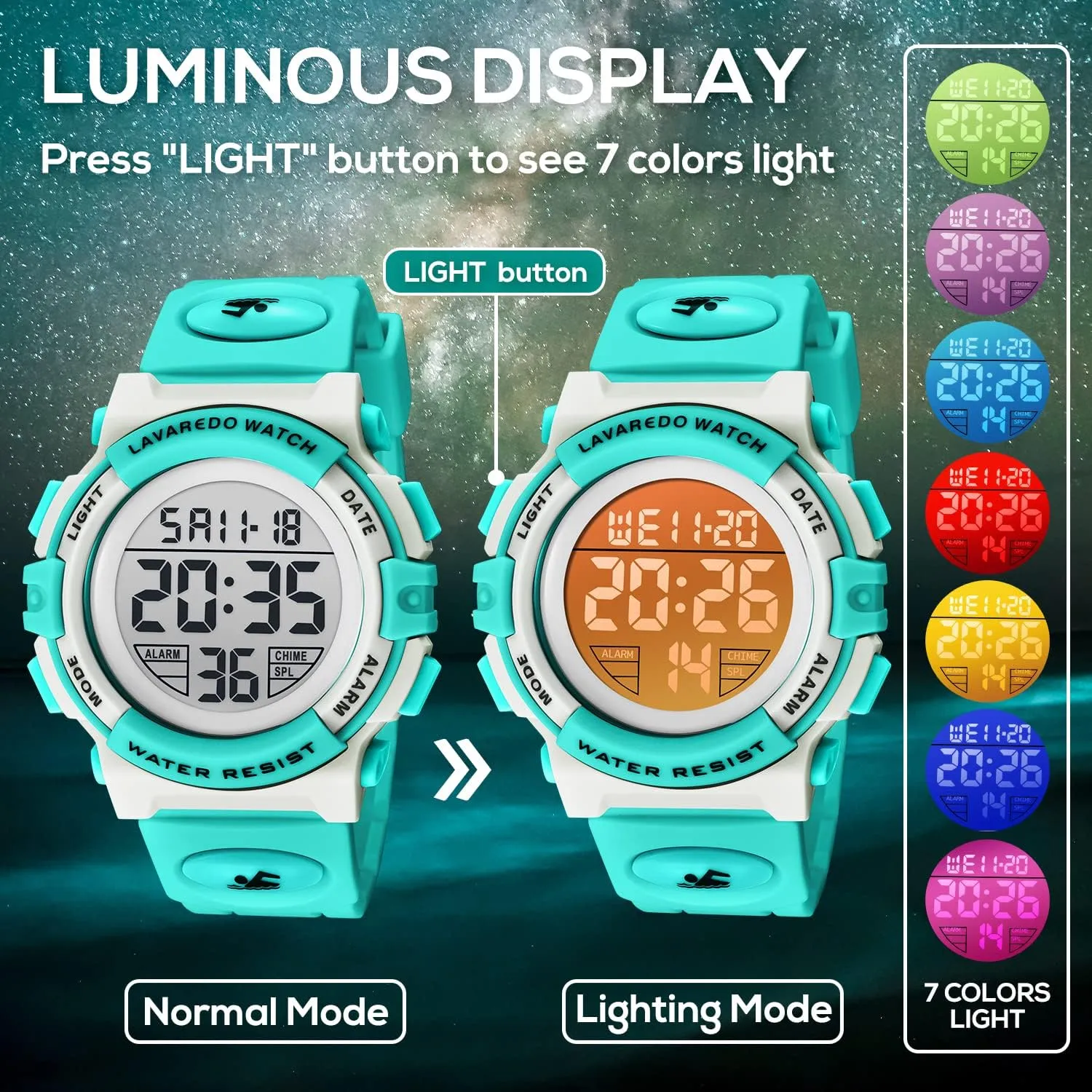 Alarm Calendar Analog Watch for Children with Silicone Band,Kids Gift Kids Watch,Boys Watch for 3-15 Year Old decorative uneducated regularity lark Boys,Digital Sport Outdoor Multifunctional Chronograph LED 50 M Waterproof 