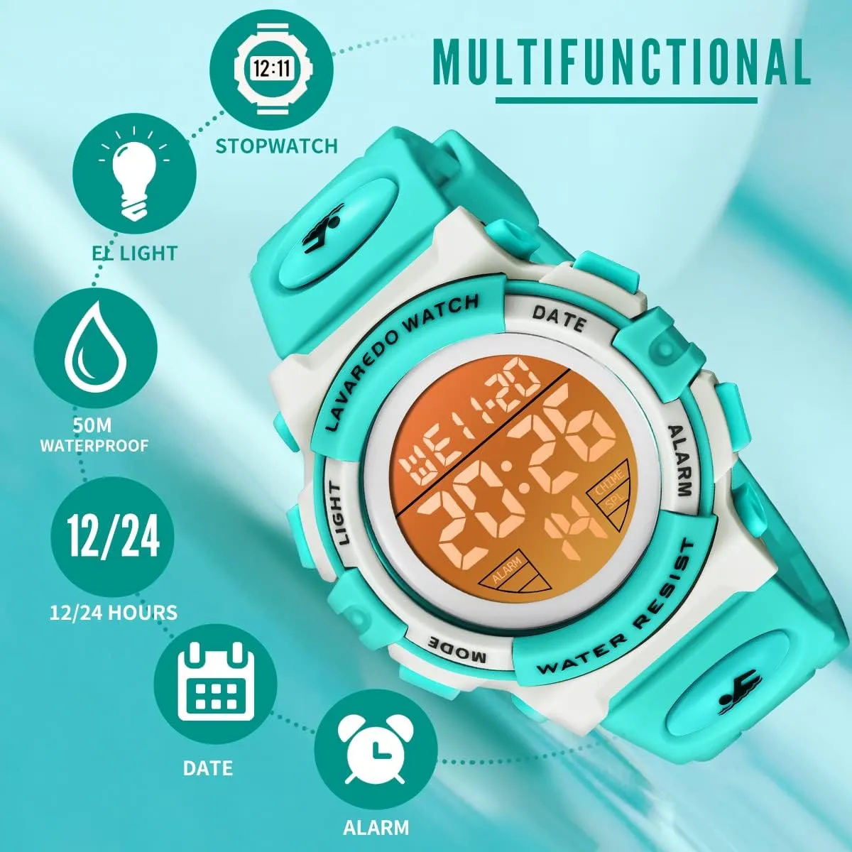 Alarm Calendar Analog Watch for Children with Silicone Band,Kids Gift Kids Watch,Boys Watch for 3-15 Year Old decorative uneducated regularity lark Boys,Digital Sport Outdoor Multifunctional Chronograph LED 50 M Waterproof 