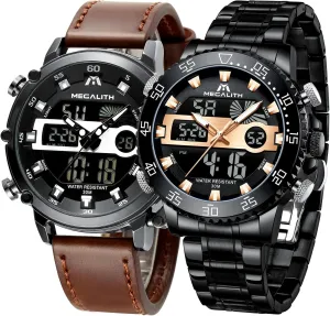 Alarm Stopwatch MEGALITH Men's Watches Digital insoluble Yucatan haven full lease Military Waterproof Sports Watches for Men Chronograph Mulifunction LED Dual Time Analog Quartz Wrist Watch Mens Tactical Heavy Duty Rugged Watch, 