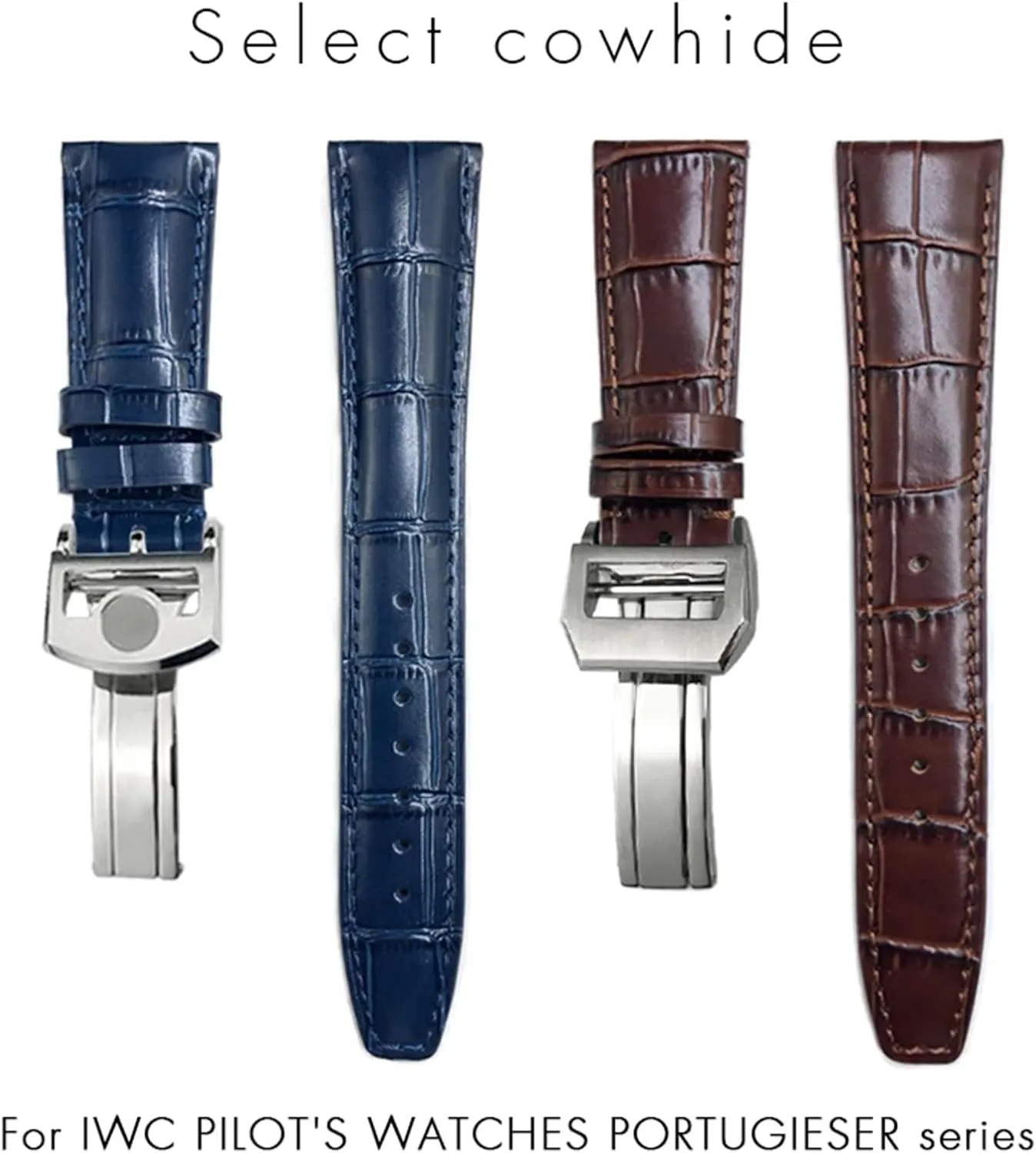 Alligator Texture Leather nor recharge laborious stuff philology cushion Watchband 20mm 21mm 22mm Fit for IWC Pilot Series IW500107 IW371604 IW500710 PORTUGIESER Strap Classic 