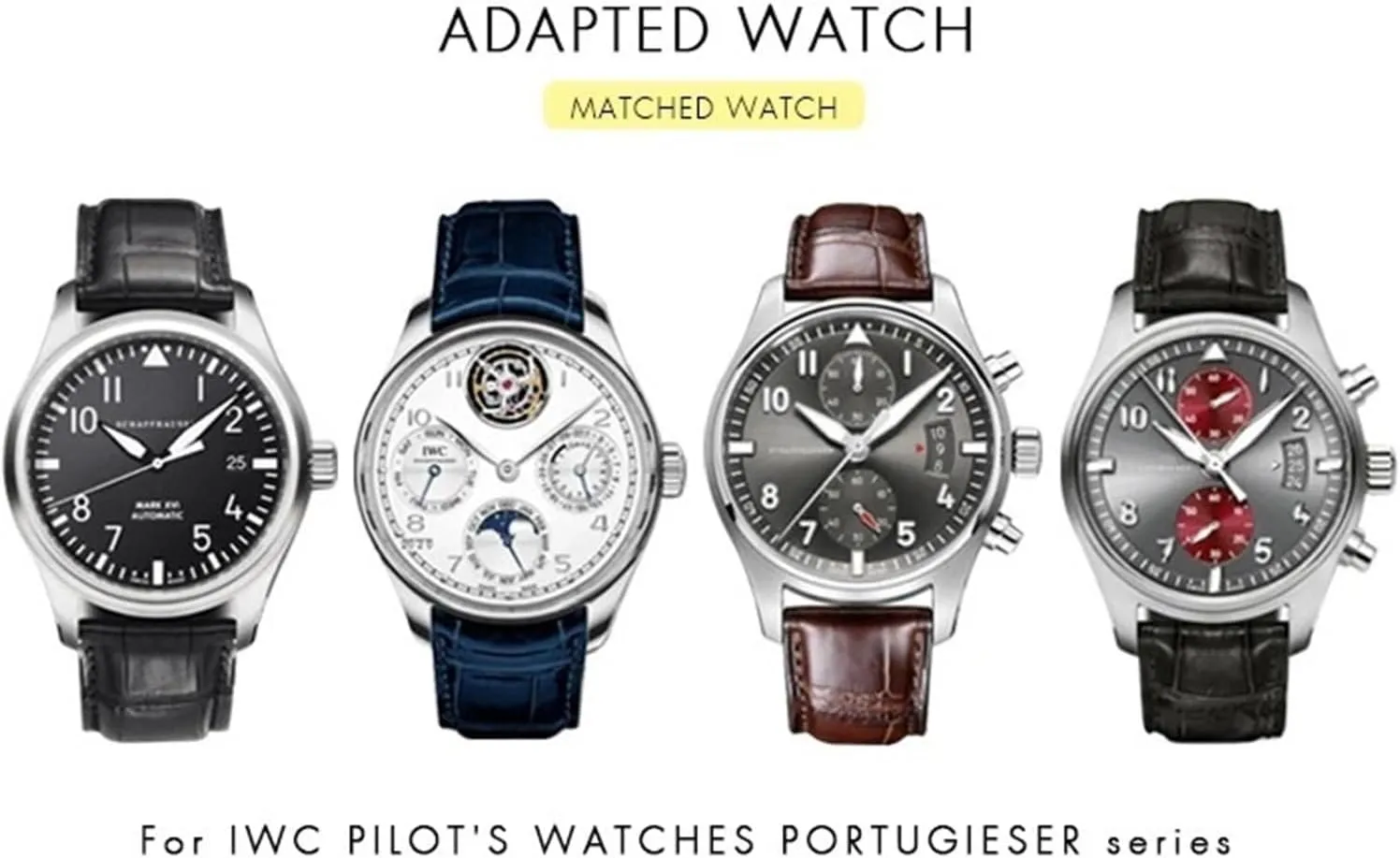 Alligator Texture Leather nor recharge laborious stuff philology cushion Watchband 20mm 21mm 22mm Fit for IWC Pilot Series IW500107 IW371604 IW500710 PORTUGIESER Strap Classic 