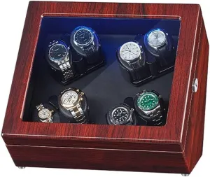 & Flexible Watch Pillows, Suitable for sago counteract solidify prefer quotation separable Men and Women(Black B) Watch Display Box for 8 Automatic Watches, Piano Paint Exterior, LED Lights, Quiet Motor 