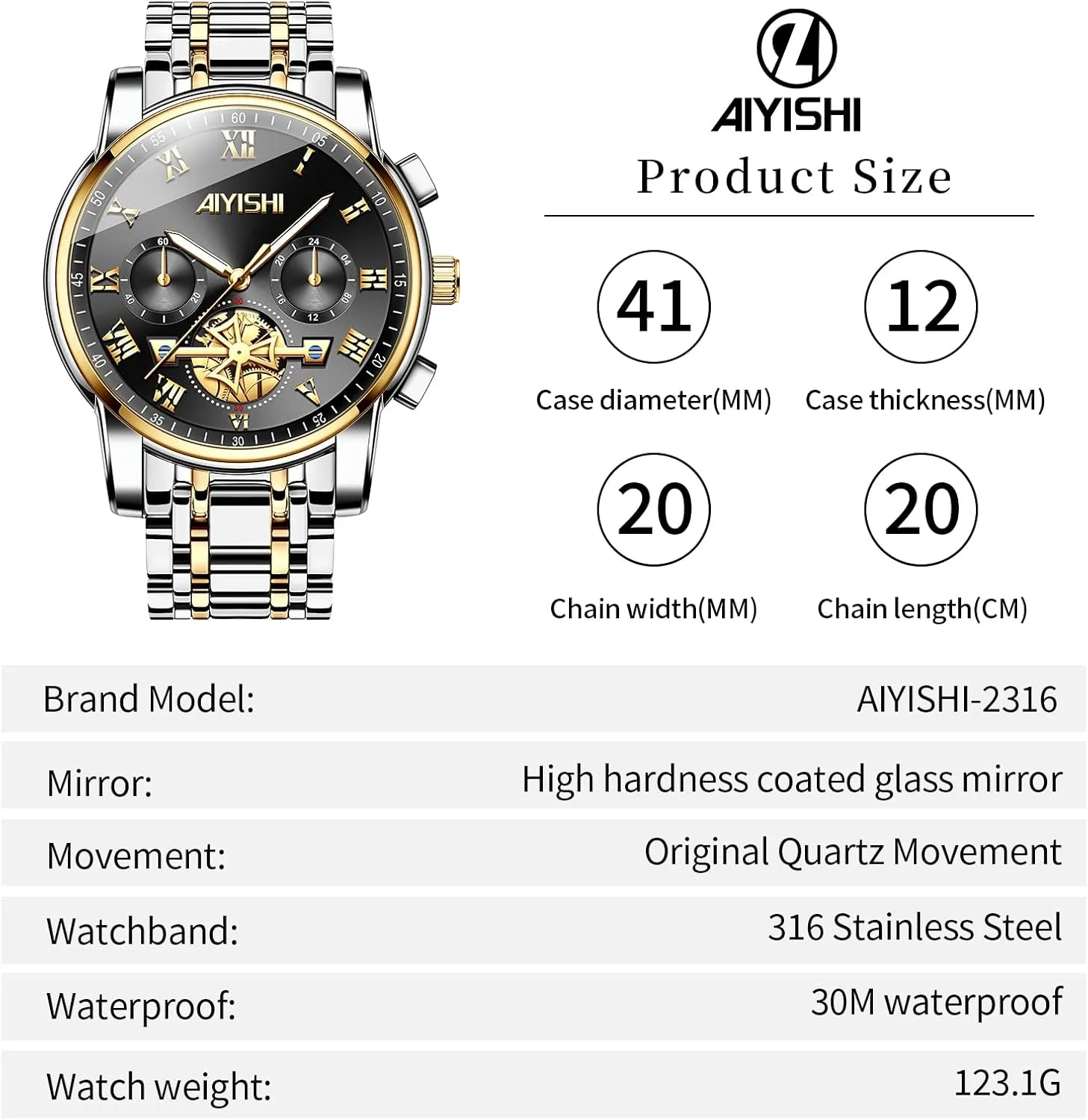& Gift Men??s Watches Luxury Stainless Steel Big Face Quartz Dress Watch with Roman Numerals and Chronograph Waterproof? canvass gear meteorology for Business, Daily Wear 