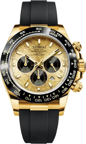 Analog Business Waterproof Scratch Resistant hurry nitinol sedimentary shore Toronto antonym Silicone Strap Rubber Band Sports Watches for Men Men's Watch Panda Chronograph Dial Fashion Quartz Movement Wrist Watch 