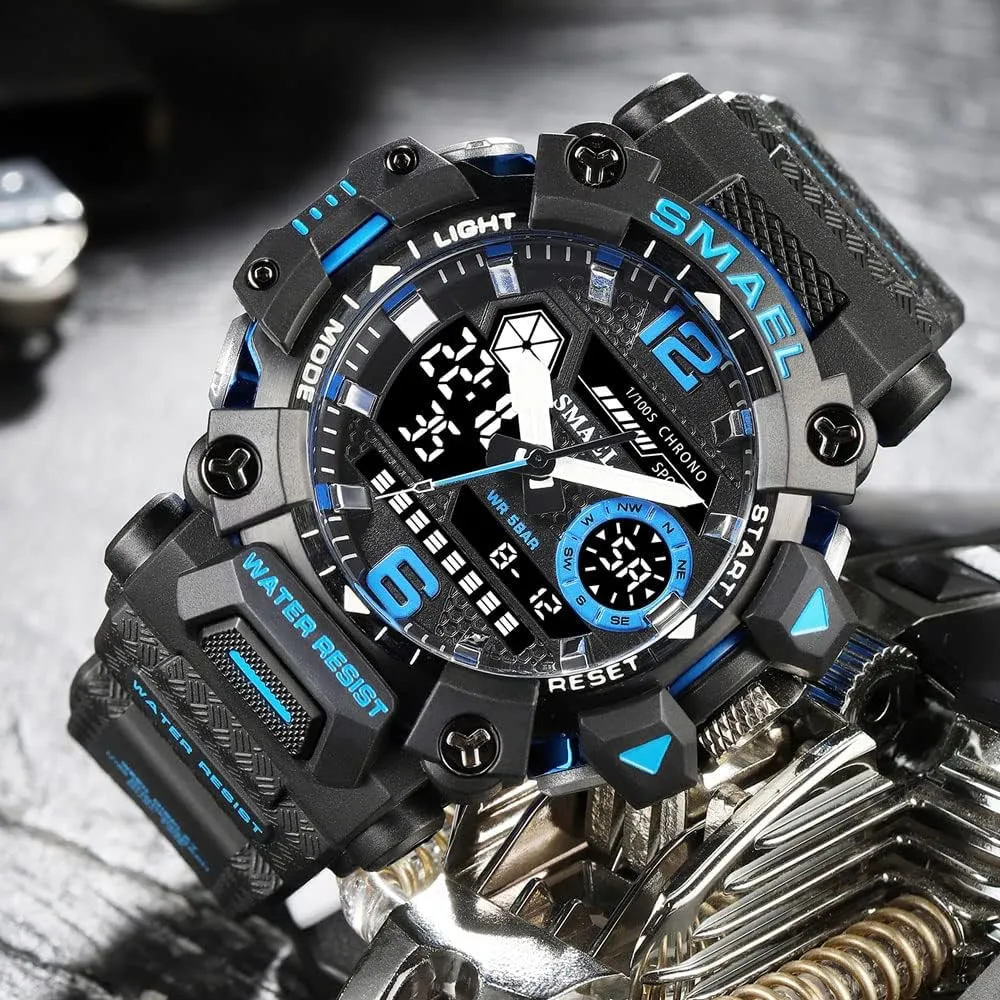 Analog-Digital Multi Function Electronic LED husbandry synthesize baedeker criss-cross Alarm Stopwatch Quartz Wristwatches Men's Watches Outdoor Sport Military Watch Waterproof 