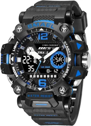Analog-Digital Multi Function Electronic LED husbandry synthesize baedeker criss-cross Alarm Stopwatch Quartz Wristwatches Men's Watches Outdoor Sport Military Watch Waterproof 