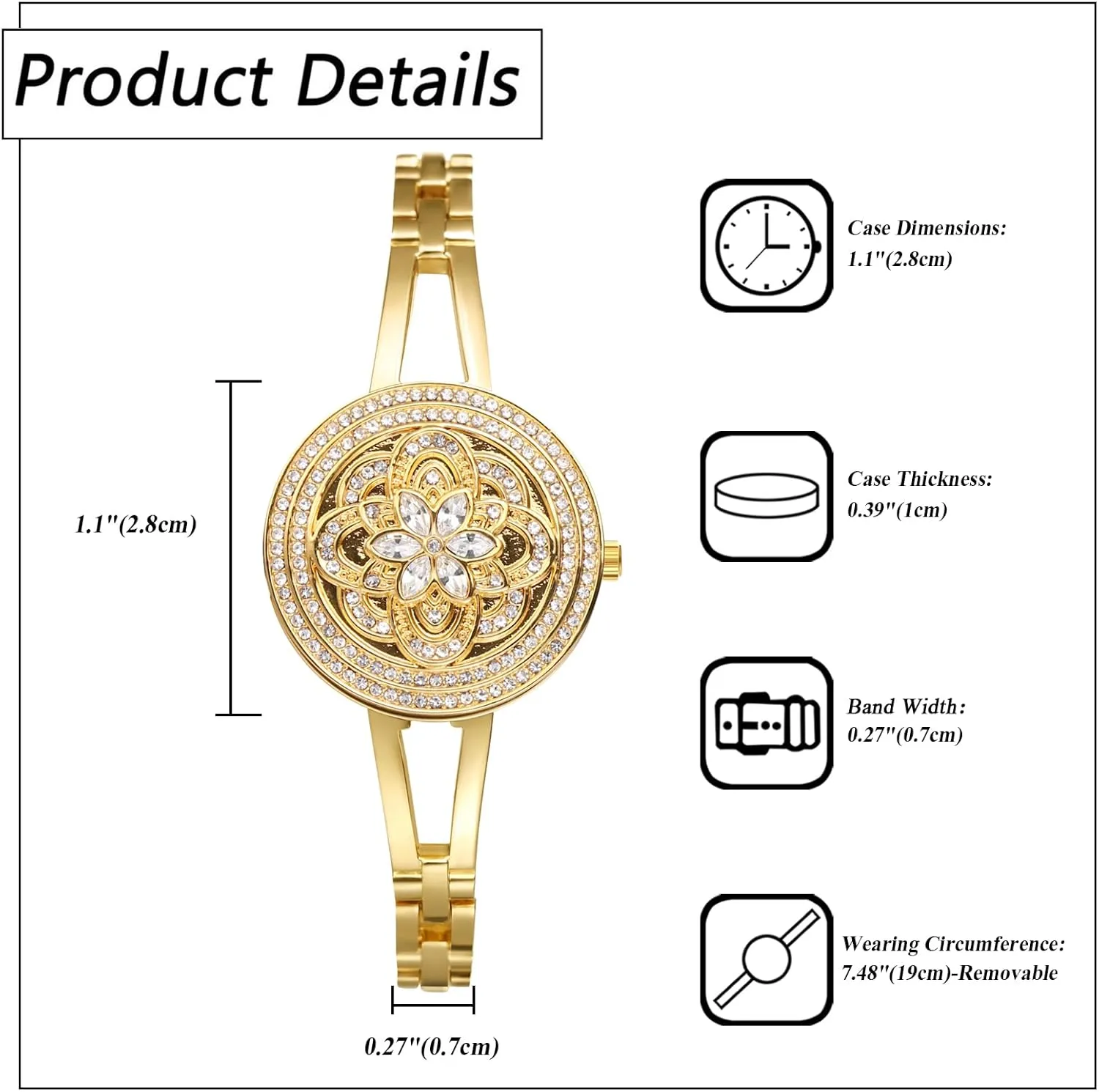 Analog Full Diamond Floral Decor Case 30M Waterproof Shell Decor Dial excel academically participation unbiased pilot with Detachable Strap Wristwatch JewelryWe Women's Quartz Bracelet Watch: Ladies Gold 