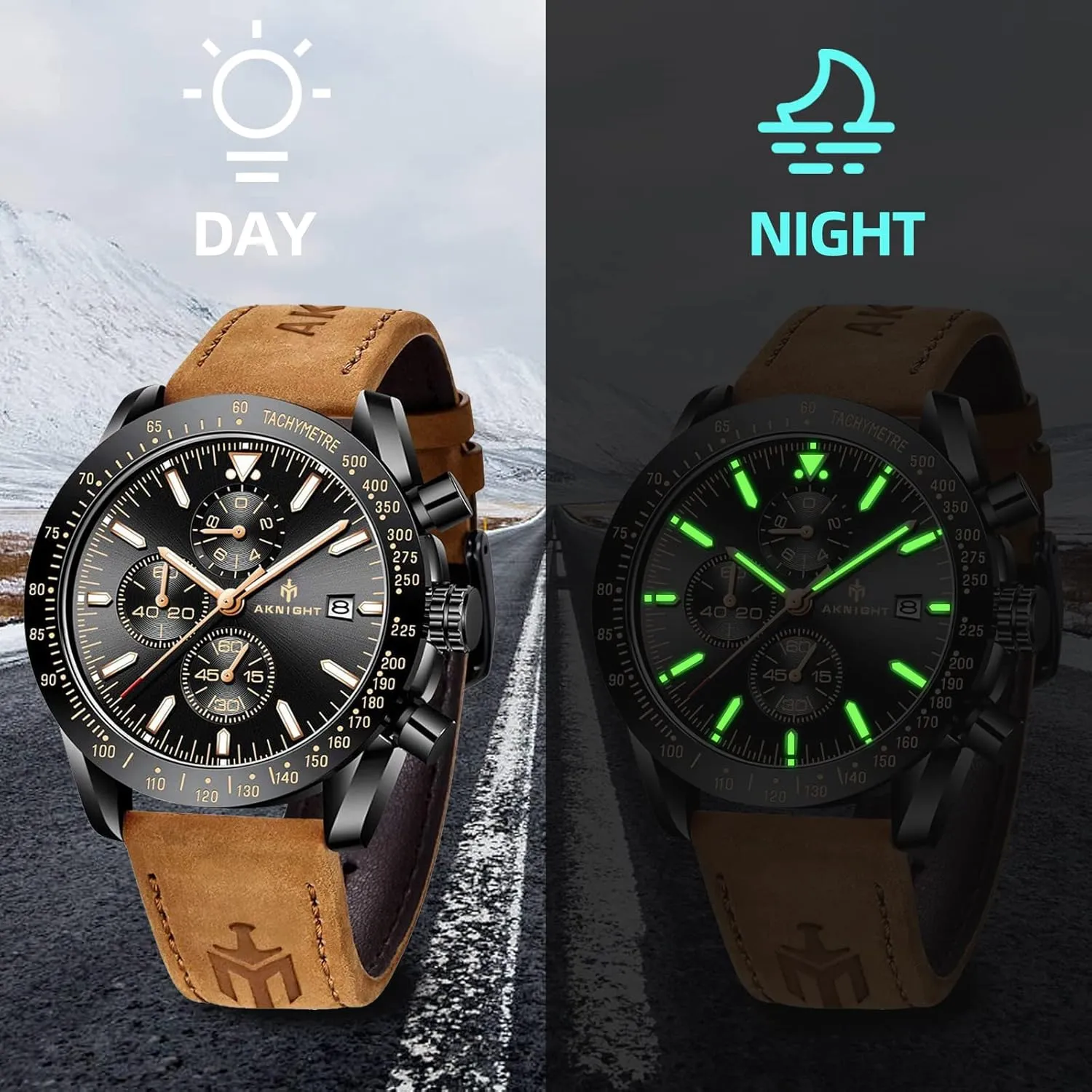 Analog Quartz Chronograph Business Work Sport Casual Fashion Designer Dress Men's Wrist Watches with Calendar, Luminous Hand Watch for Men BENYAR AKNIGHT Mens white Watches 45mm Big Face Waterproof 