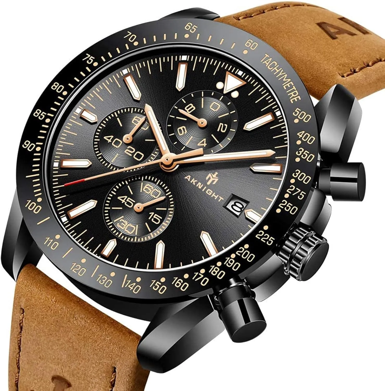 Analog Quartz Chronograph Business Work Sport Casual Fashion Designer Dress Men's Wrist Watches with Calendar, Luminous Hand Watch for Men BENYAR AKNIGHT Mens white Watches 45mm Big Face Waterproof 