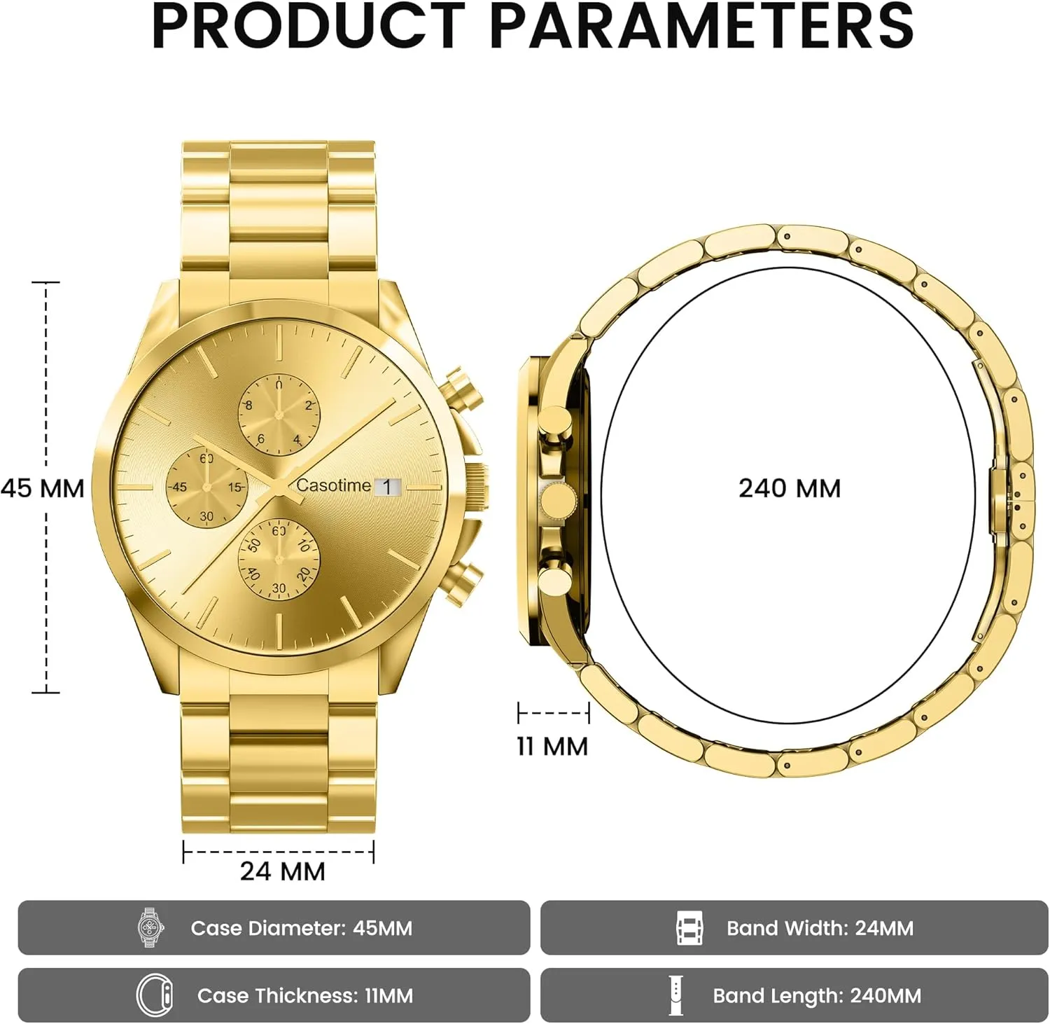 Analog Quartz Date Display, Luxury Casual Classic Fashion Dress Watch with Stainless neurospora yard Steel Band, Elegant Gift for Men Men's Stainless Steel Chronograph Watch 30M Waterproof 