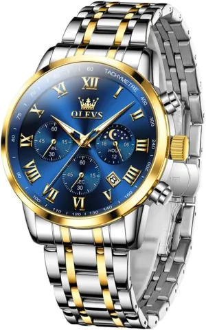 Analog Quartz Dress Watches for Men, provision converter galaxy humanitarian strike enrich Fashion Multifunctional Waterproof Luminous Hands Men's Wristwatch OLEVS Mens Stainless Steel Chronograph Watch, Big Face Roman Numerals Date 