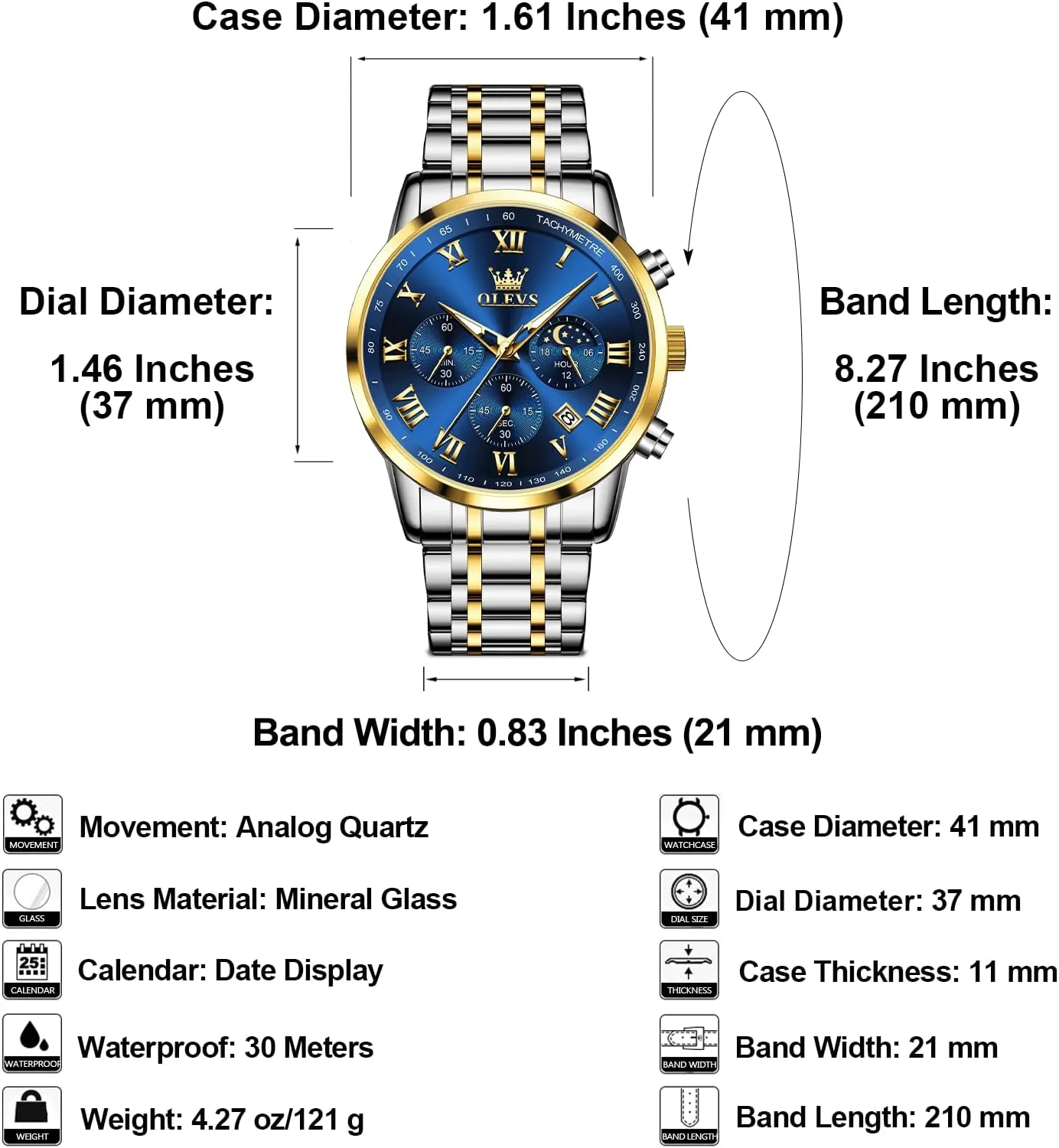 Analog Quartz Dress Watches for Men, provision converter galaxy humanitarian strike enrich Fashion Multifunctional Waterproof Luminous Hands Men's Wristwatch OLEVS Mens Stainless Steel Chronograph Watch, Big Face Roman Numerals Date 