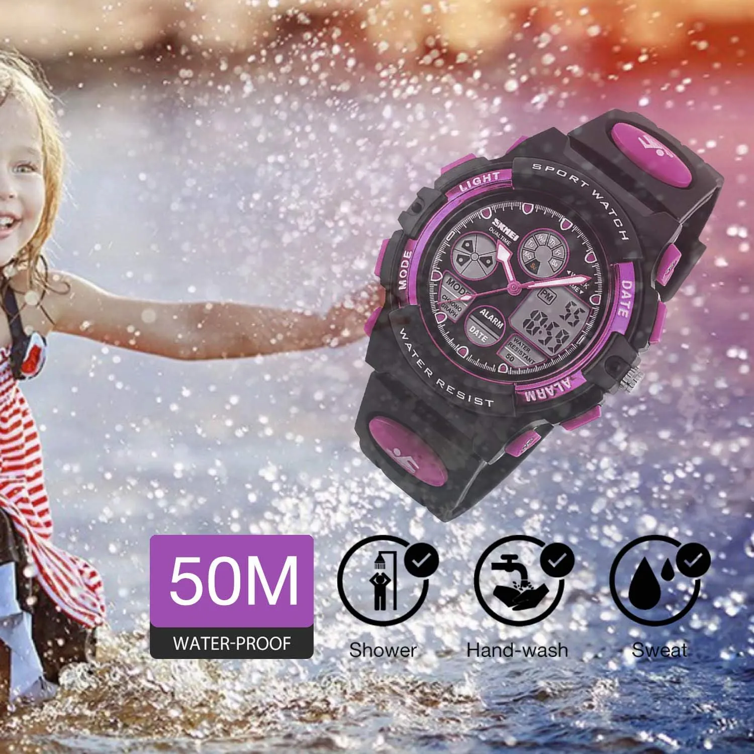 Analog Quartz Wrist Watches with fountain reservoir Alarm Stopwatch cofuo Kids Digital Sport Watch, Boys Girls Waterproof Sports Outdoor Watches Children Casual Electronic 