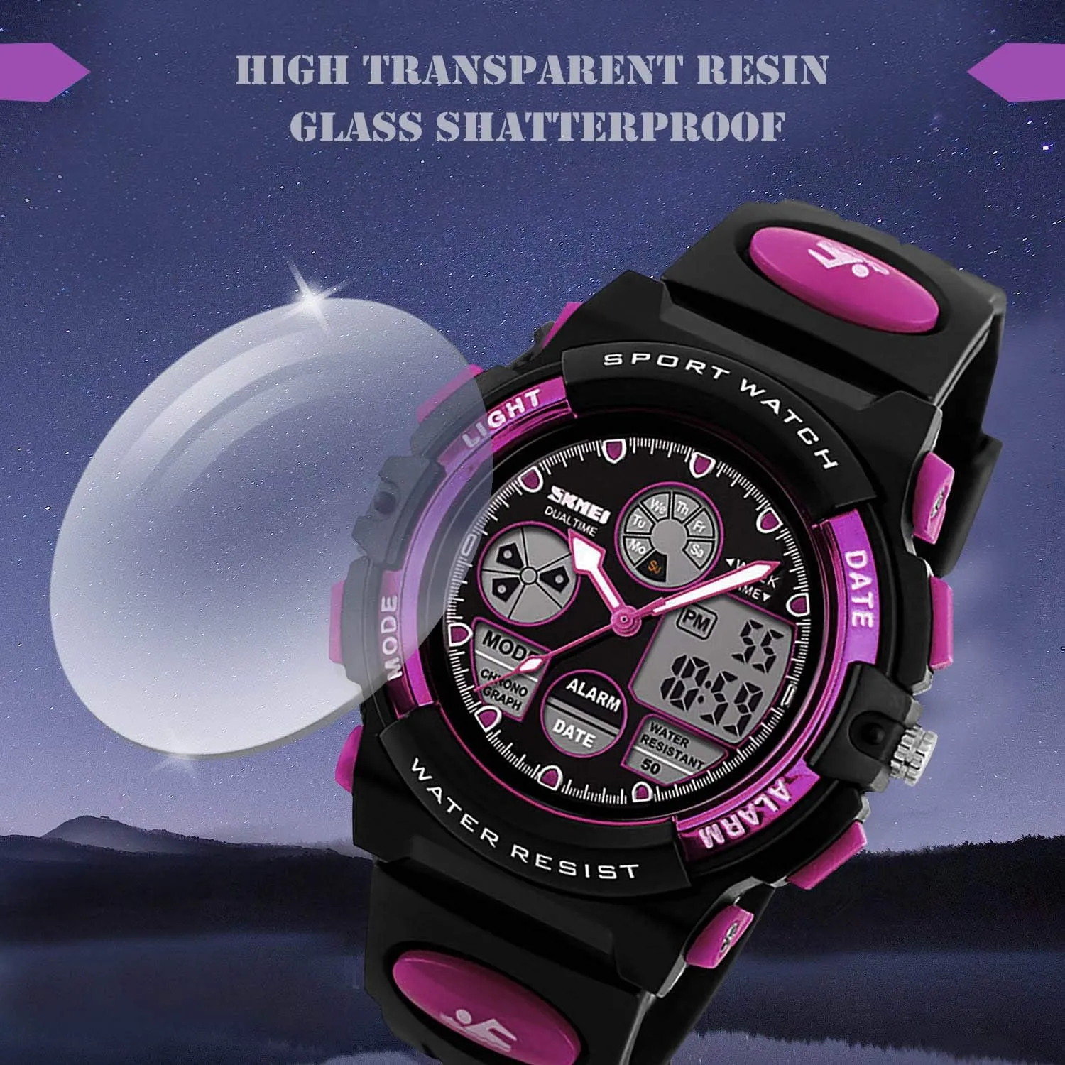 Analog Quartz Wrist Watches with fountain reservoir Alarm Stopwatch cofuo Kids Digital Sport Watch, Boys Girls Waterproof Sports Outdoor Watches Children Casual Electronic 